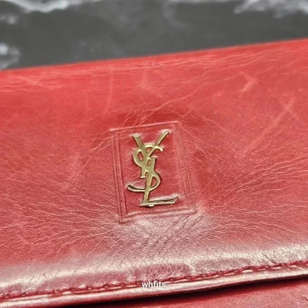Yves Saint Laurent Cassandra Red Trifold Wallet with Coin Pouch - Picture 6 of 6